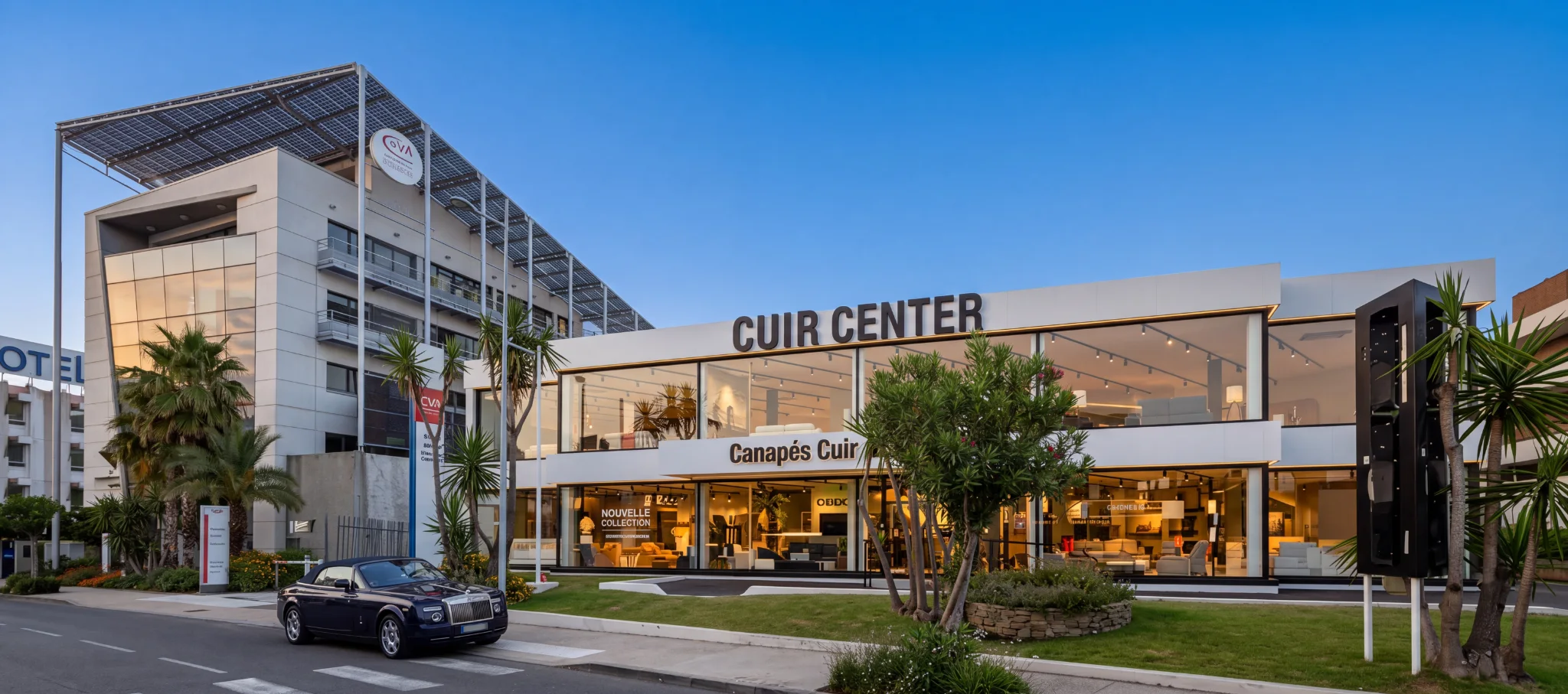 Showroom Cuir Center — Villeneuve-Loubet, vue de jour